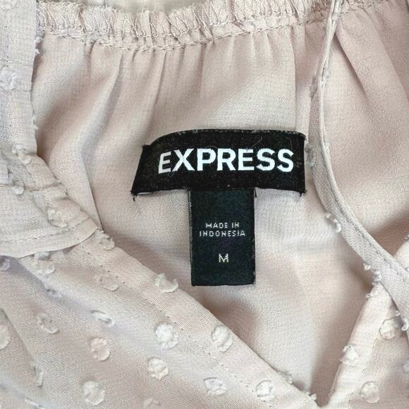 Express Lined Pink Ruffle Blouse Womens M Flutter Sleeve Feminine Coquette Top - Picture 5 of 16